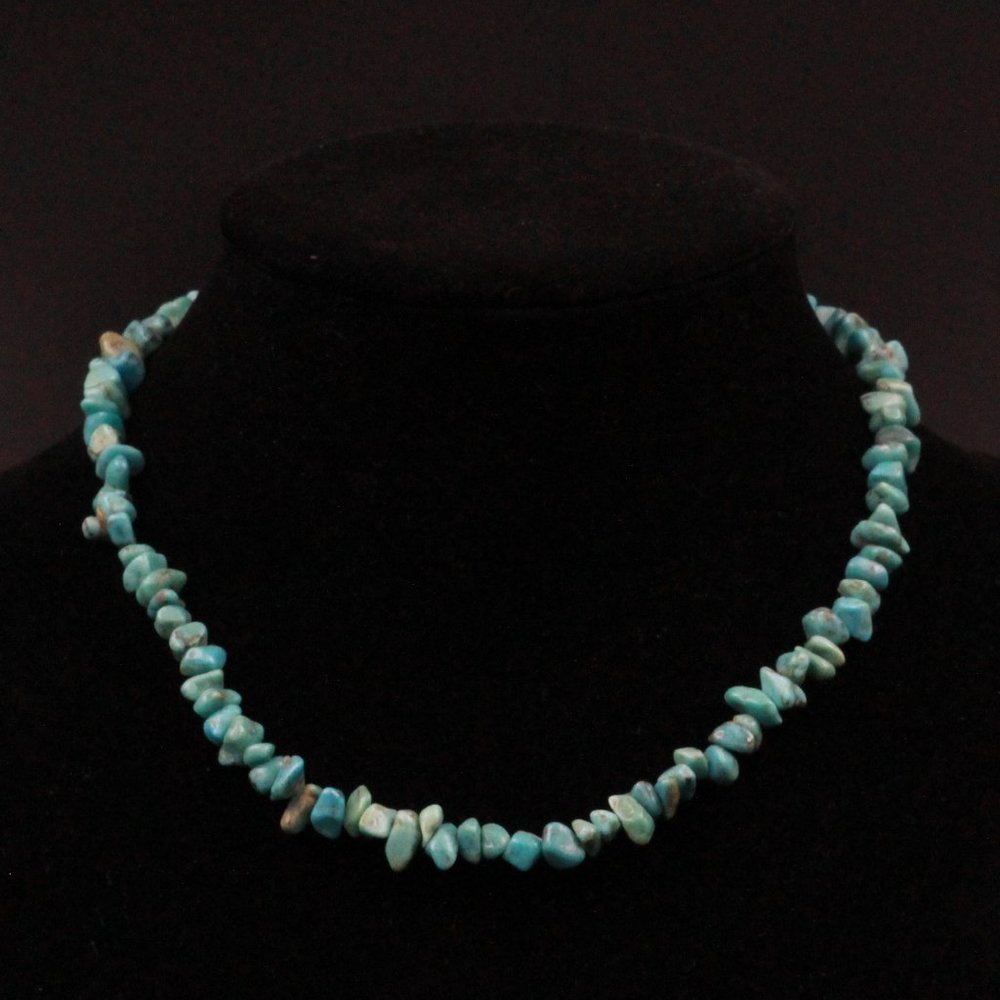 STERLING SILVER NAVAJO TURQUOISE NUGGET NECKLACE